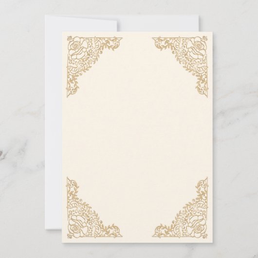 Blumenrahmcreme und islamische Goldhochzeit Einladung (Rückseite)