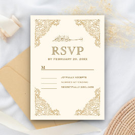 Blumenrahmcreme und islamische Goldhochzeit RSVP Karte
