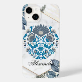 Blumenrahmen, Aquamarine Grafik, Mandala Case-Mate iPhone 14 Hülle