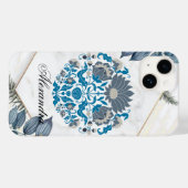 Blumenrahmen, Aquamarine Grafik, Mandala Case-Mate iPhone Hülle (Rückseite (Horizontal))