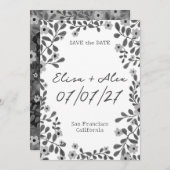 Blumenrahmen B&W SAVE THE DATE CUSTOM FOTO (Vorne/Hinten)