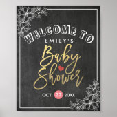 Blumenrahmen-Babydusche mit Kopfbrett Begrüßungsze Poster (Vorne)