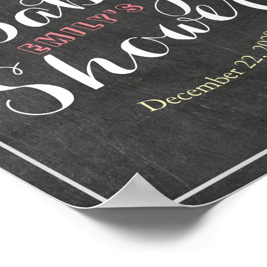 Blumenrahmen-Babydusche mit Kopfbrett Begrüßungsze Poster (Ecke)