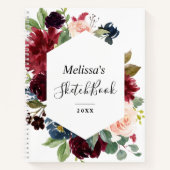 Blumenrahmen Bordeaux-Seeschichte Notizblock (Vorderseite)
