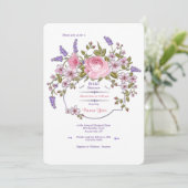 Blumenrahmen Bridal Dusche Einladung (Stehend Vorderseite)