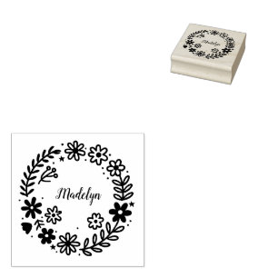 Blumenrahmen-Briefmarke Gummistempel