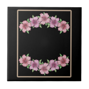 Blumenrahmen Cartoon-Blumen beige Grenze schwarz b Fliese