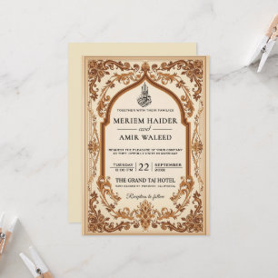 Blumenrahmen Creme und Gold islamische muslimische Einladung