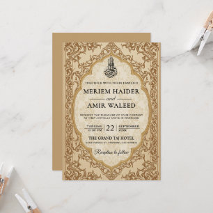 Blumenrahmen Creme und Gold islamische muslimische Einladung