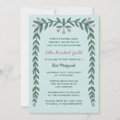 Blumenrahmen Custom Foto Bat Mitzvah Girl Einladung (Vorderseite)