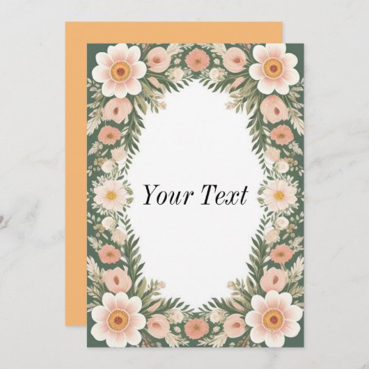 Blumenrahmen Einladung (Vorne/Hinten)