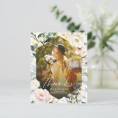 Blumenrahmen Foto Abschluss Danke Karte (Stehend Vorderseite)