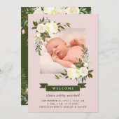 Blumenrahmen | Foto Baby Birth Ankündigung (Vorne/Hinten)