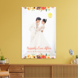 Blumenrahmen Foto Chinesische Hochzeit Orientale Leinwanddruck