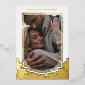 Blumenrahmen-Foto Hochzeiten von botanischen Zweig Folieneinladung (Vorderseite)