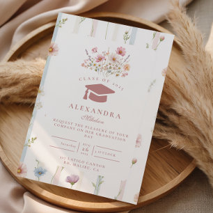 Blumenrahmen für Abschluss im Vintage-Stil Einladung