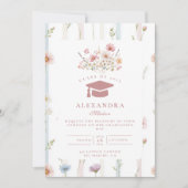 Blumenrahmen für Abschluss im Vintage-Stil Einladung (Vorderseite)