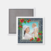 Blumenrahmen für Fotos Magnet (Vorderseite/Rückseite)