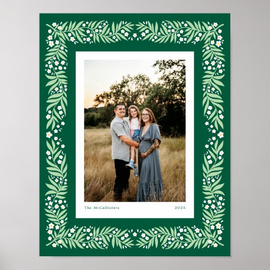 Blumenrahmen für Grüne Folk mit eigenem Text Poster (Vorne)