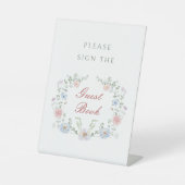 Blumenrahmen-Gästebuchschild Sockelschild (Vorderseite)