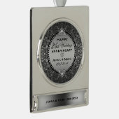 Blumenrahmen & Herz 25. Hochzeitstag Banner-Ornament Silber (Rechts)