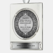 Blumenrahmen & Herz 25. Hochzeitstag Banner-Ornament Silber (Links)