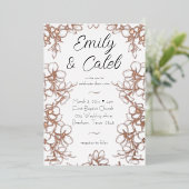 Blumenrahmen Hochzeit Rose Gold Foil Einladung (Stehend vorne)