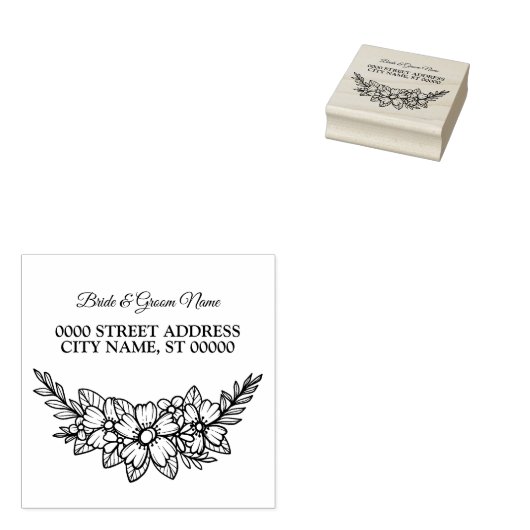 Blumenrahmen Hochzeiten Rücksendeadresse Party Gummistempel (Stempel)