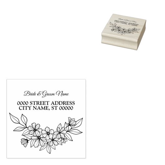 Blumenrahmen Hochzeiten Rücksendeadresse Party Gummistempel (Stempel)