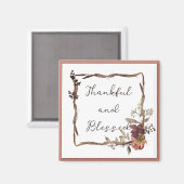 Blumenrahmen im Herbst mit Text Magnet (Vorderseite/Rückseite)