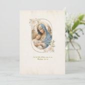 Blumenrahmen katholische Taufe gesegnete Mutter Je Einladung (Stehend Vorderseite)