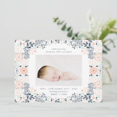 Blumenrahmen Kranz Foto Geburt Ankündigung (Stehend Vorderseite)