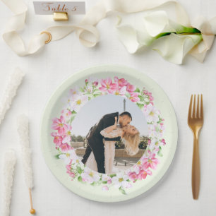 Blumenrahmen Lieblingspaare Foto Hochzeit Pappteller