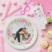 Blumenrahmen Lieblingspaare Foto Hochzeit Pappteller (Party)