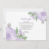 Blumenrahmen Lila Girl Foto Geburtserklärung Ankündigung (Rückseite)