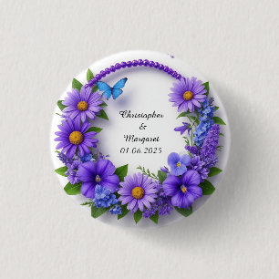 Blumenrahmen mit bunten Blume Button