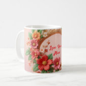 Blumenrahmen mit farbenfrohen Blumen Kaffeetasse (Vorderseite Links)