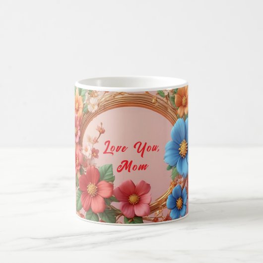 Blumenrahmen mit farbenfrohen Blumen Kaffeetasse (Mittel)