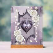 Blumenrahmen mit Herz und weißen Rosen Acrylschild (Neutral)