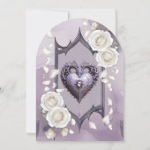 Blumenrahmen mit Herz und weißen Rosen Einladung (Rückseite)