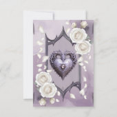 Blumenrahmen mit Herz und weißen Rosen RSVP Karte (Rückseite)