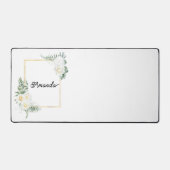 Blumenrahmen mit Ihrem Namen Schreibtischunterlage (Vorderseite)