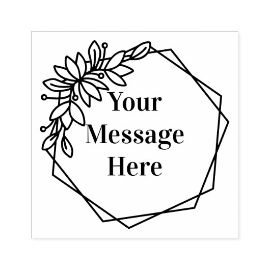 Blumenrahmen mit Ihrer Botschaft Gummistempel (Prägung)