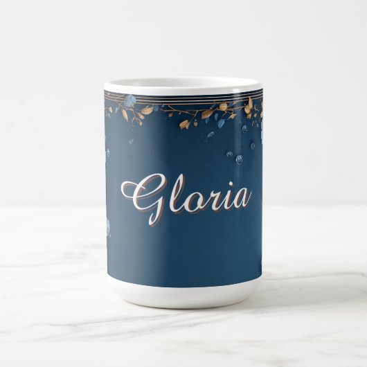 Blumenrahmen mit individuellem Namen Kaffeetasse (Mittel)