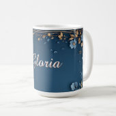 Blumenrahmen mit individuellem Namen Kaffeetasse (VorderseiteRechts)