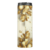 Blumenrahmen mit individuellem Namen Thermosbecher (Rückseite)