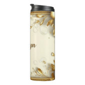 Blumenrahmen mit individuellem Namen Thermosbecher (Nach rechts gedreht)