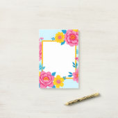 Blumenrahmen mit lebendigen Blumen Post-it Klebezettel (Auf Schreibtisch)