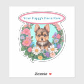 Blumenrahmen mit niedlichem Yorkshire-Stil Aufkleber (Blatt)