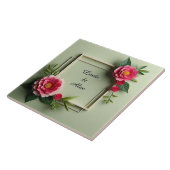 Blumenrahmen mit rosa Blume Fliese (Seite)